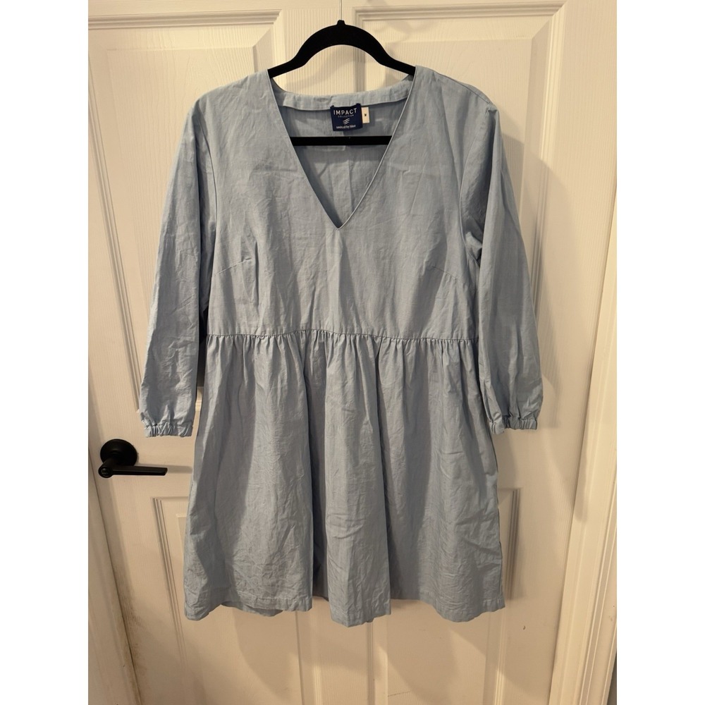 United by Blue Impact Womens Dress‎ Sz L Babydoll Organic Cotton Pockets Preppy
